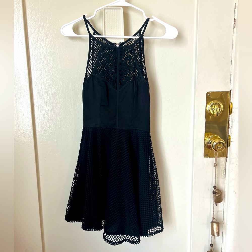 LF Black Net Cocktail Dress Size XS